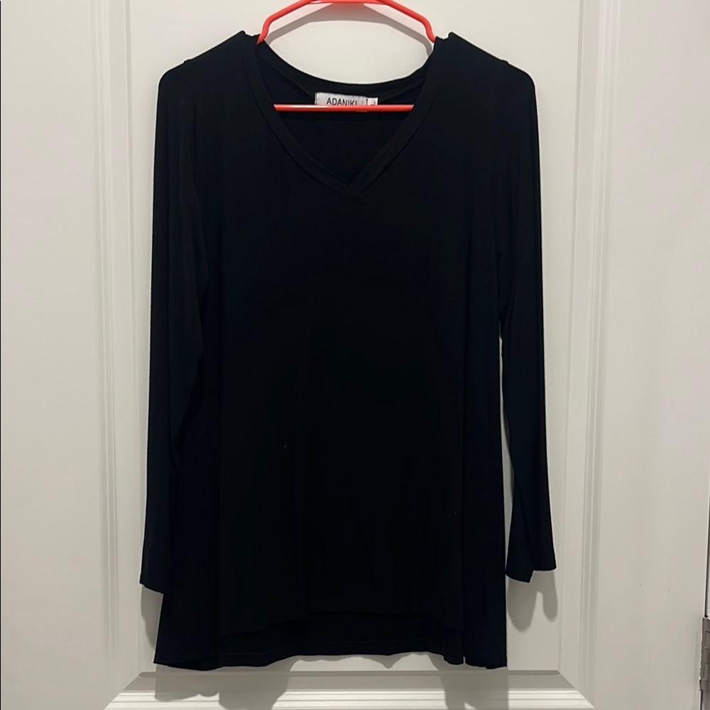 Black V-Neck Women's Top